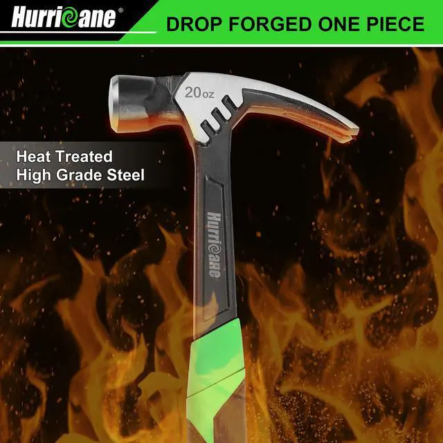 Alt view image 5 of 7 - 20 oz Claw Hammer with Magnetic Nail Holder, Straight Rip Claw Hammer with Shock-Absorbing Handle, Heavy Duty One-piece Forged Hammer
