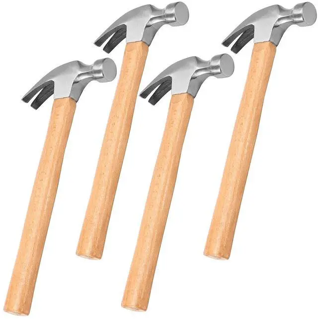 Main image of 4 PCS 16 OZ Claw Hammer, Straight Claw Hammer, Carbon Steel Rip Claw Hammers with Wood Handle for Prying Nails, Woodworking, Repairing