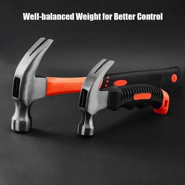 Alt view image 2 of 6 - 2 Piece Hammer Set,Soft Nonslip Handle & Heat Treated Head | Includes 1 Pack 8OZ Mini Stubby Claw Hammer & 1 Pack 16OZ Fiberglass General Purpose Claw Hammer,for House Repairs