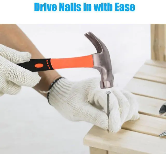 Alt view image 6 of 6 - 2 Piece Hammer Set,Soft Nonslip Handle & Heat Treated Head | Includes 1 Pack 8OZ Mini Stubby Claw Hammer & 1 Pack 16OZ Fiberglass General Purpose Claw Hammer,for House Repairs