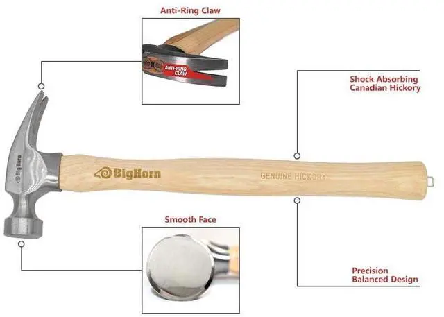 Alt view image 2 of 5 - 15126 10 Oz Claw Hammer with Hickory Straight Handle
