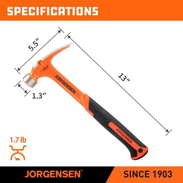 Alt view image 2 of 7 - 16 oz One-piece Forged Rip Claw Hammer with Magnetic Nail Holder | Magnetic Nail Holder, Rip Claw Hammer, Milled Face, Side Nail Puller, Shock Absorbing Grip, Heavy Duty One-piece, Forged