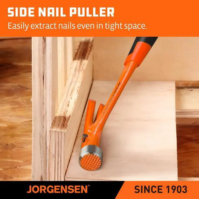 Alt view image 5 of 7 - 16 oz One-piece Forged Rip Claw Hammer with Magnetic Nail Holder | Magnetic Nail Holder, Rip Claw Hammer, Milled Face, Side Nail Puller, Shock Absorbing Grip, Heavy Duty One-piece, Forged