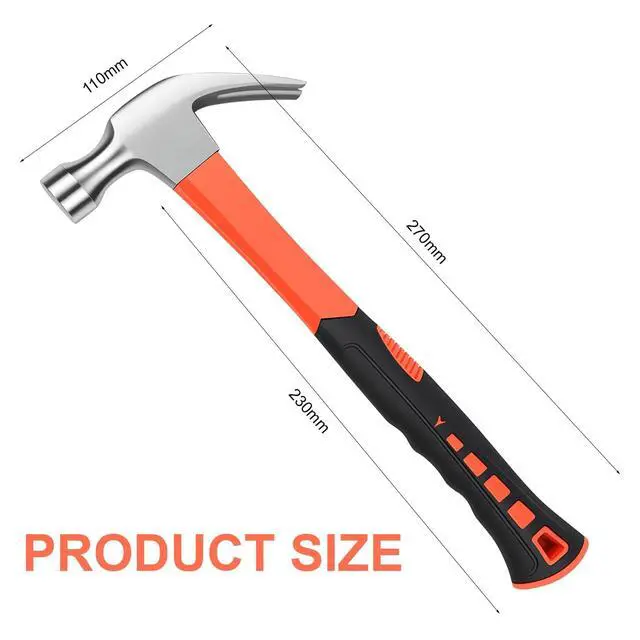 Alt view image 2 of 7 - Framing Hammer Claw Camping Hammer Hammers with Smooth Face Long Handle Straight Claw Hammer 11oz for DIY Craft Industry Home Outdoor
