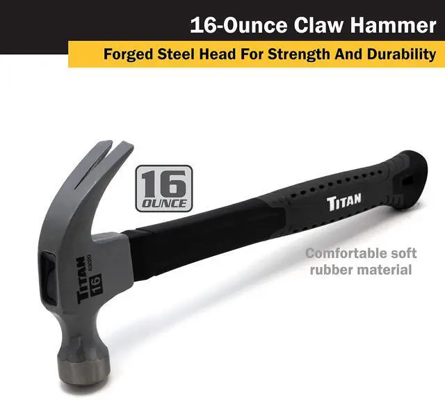 Alt view image 2 of 5 - 63020 16oz Claw Hammer, Forged Steel Head, 13" Shock Absorbing Fiberglass Handle with Textured Grip