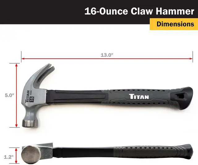 Alt view image 3 of 5 - 63020 16oz Claw Hammer, Forged Steel Head, 13" Shock Absorbing Fiberglass Handle with Textured Grip
