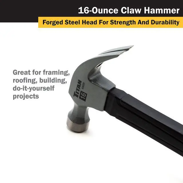 Alt view image 5 of 5 - 63020 16oz Claw Hammer, Forged Steel Head, 13" Shock Absorbing Fiberglass Handle with Textured Grip