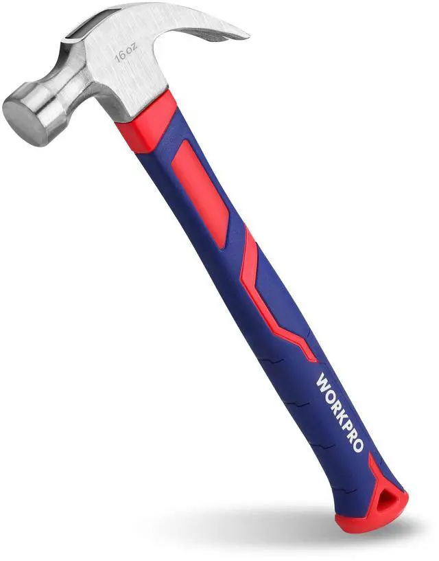 Main image of 16 oz Claw Hammer, Forged Steel Head, Fiberglass Handle | Forged Hardened Steel Head with Smooth Face, Fiberglass Handle with Non-Slip Grip & Shock Absorption, All Purpose Hammer