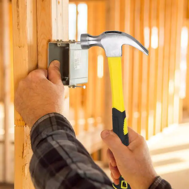 Alt view image 3 of 7 - Yellow 11 oz Straight Rip Claw Hammer with Smooth Face Shock Reduction Grip Hammers Tools One Piece Forged Nail Hammer for House DIY