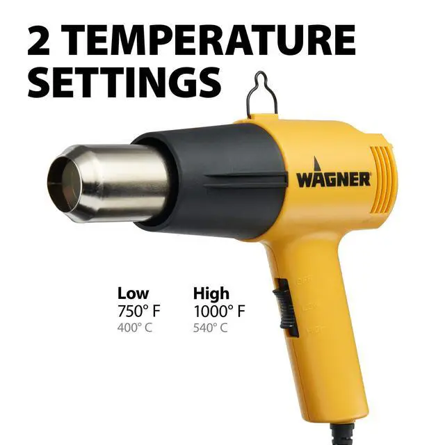 Alt view image 4 of 7 - Spraytech HT1000 Dual-Temperature Heat Gun, low 750°F, high 1000°F | Dual 750°F and 1000°F settings support paint, caulk and adhesive removal, shrink wrap and plastic bending.