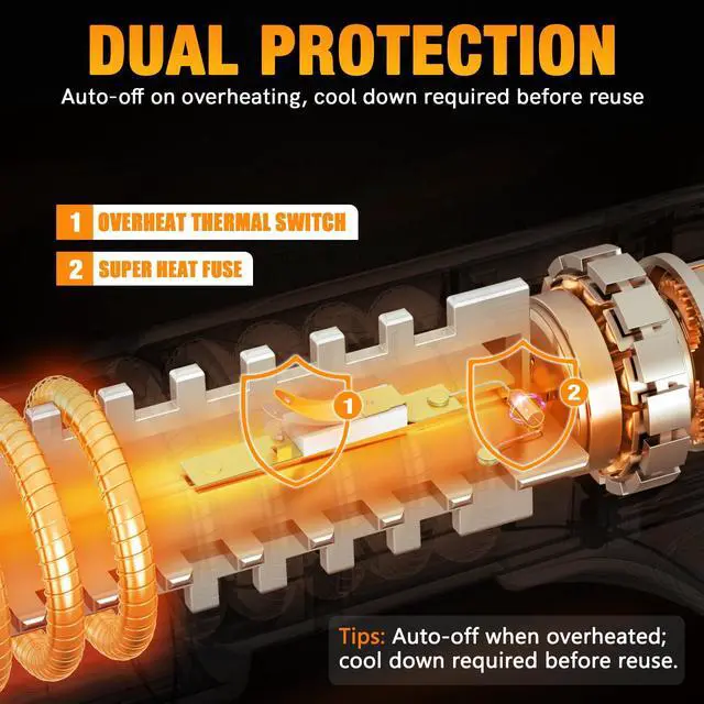 Alt view image 2 of 7 - 1800W Heat Gun with 752&1112 Dual-Temperature Settings for Crafts | Dual Protection Fuses, Heavy Duty, Fast Heating, 4 Nozzles with Overheat Protection for Crafts, Vinyl Wrap, Shrink Tubing