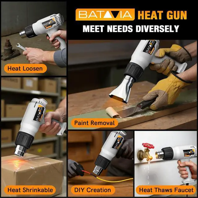 Alt view image 6 of 7 - 1800W Heat Gun with 752&1112 Dual-Temperature Settings for Crafts | Dual Protection Fuses, Heavy Duty, Fast Heating, 4 Nozzles with Overheat Protection for Crafts, Vinyl Wrap, Shrink Tubing