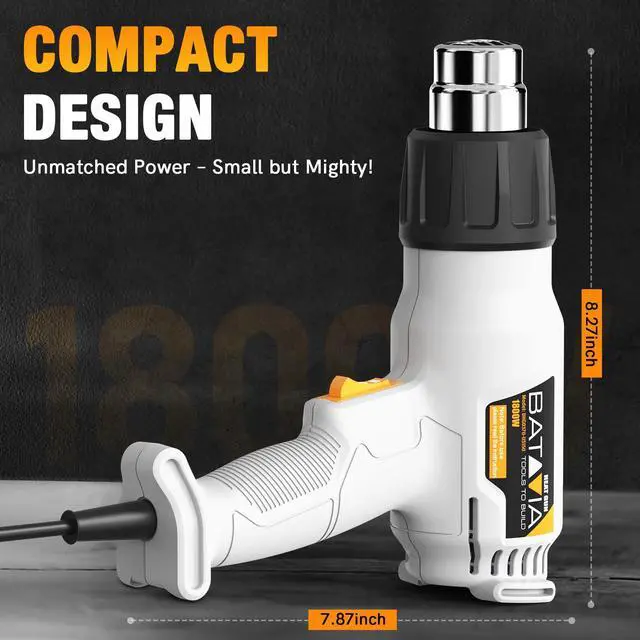 Alt view image 7 of 7 - 1800W Heat Gun with 752&1112 Dual-Temperature Settings for Crafts | Dual Protection Fuses, Heavy Duty, Fast Heating, 4 Nozzles with Overheat Protection for Crafts, Vinyl Wrap, Shrink Tubing