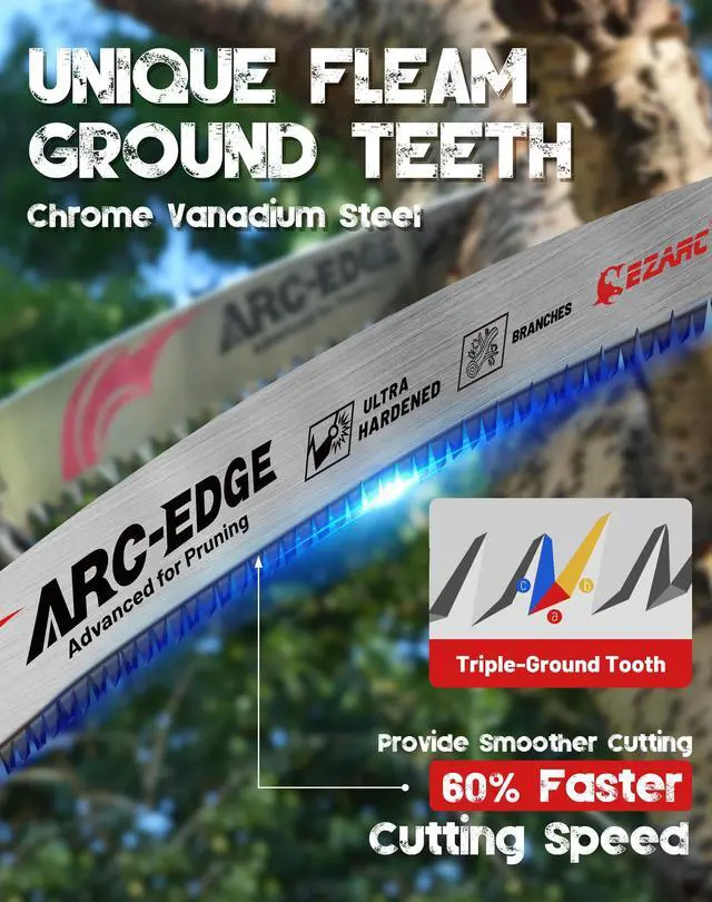 Alt view image 3 of 7 - Arc Edge Reciprocating Saw Blades, 9-Inch 6TPI for Pruning, 3-Pack | Arc Edge Design, Japanese Teeth, Fleam Ground Teeth, Deep Gullets, Up to 3x Life, for Tree Trimming, Branches and Limbs