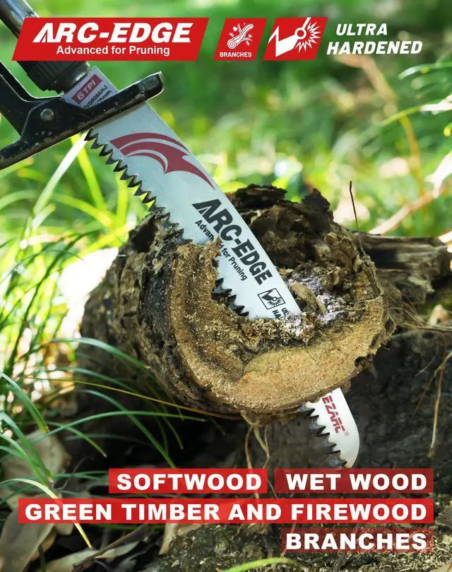 Alt view image 5 of 7 - Arc Edge Reciprocating Saw Blades, 9-Inch 6TPI for Pruning, 3-Pack | Arc Edge Design, Japanese Teeth, Fleam Ground Teeth, Deep Gullets, Up to 3x Life, for Tree Trimming, Branches and Limbs