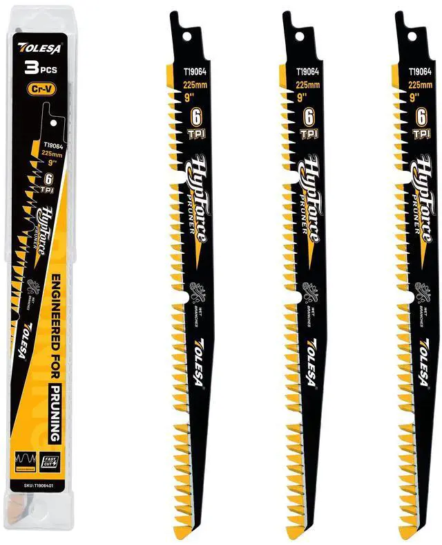Main image of Japanese Teeth Reciprocating Saw Blades 9 Inch, Wood Pruning Saw Blades 6TPI for Wet Wood, Triple Ground Teeth with U-Groove Design, Fast & Clean, 3PCS
