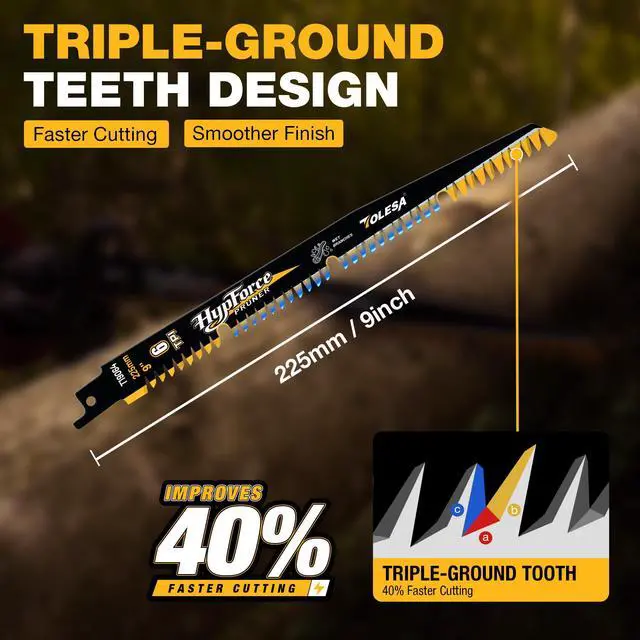 Alt view image 3 of 7 - Japanese Teeth Reciprocating Saw Blades 9 Inch, Wood Pruning Saw Blades 6TPI for Wet Wood, Triple Ground Teeth with U-Groove Design, Fast & Clean, 3PCS