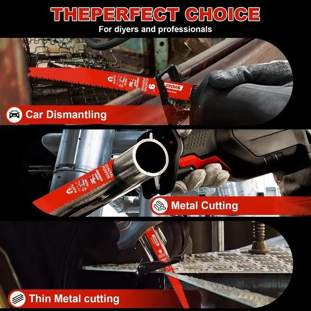 Alt view image 5 of 6 - 10 Pack 9 Inch 8/14TPI Reciprocating Saw Blades for Diablo Sawzall Blades | for Wood and Nail-Embedded Wood Demolition, Metal Cutting 1/8-3/8 Medium Metals, General Purpose Cuts, Variable Tooth Design