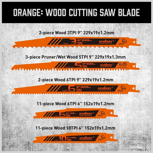 Alt view image 3 of 7 - 40-Piece Reciprocating Saw Blade Set for Wood & Metal | Includes Pruning, Wet Wood, PVC and Metal Cutting Blades (3-24TPI) | with Storage Pouch for Easy Organization