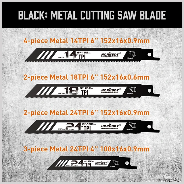 Alt view image 4 of 7 - 40-Piece Reciprocating Saw Blade Set for Wood & Metal | Includes Pruning, Wet Wood, PVC and Metal Cutting Blades (3-24TPI) | with Storage Pouch for Easy Organization