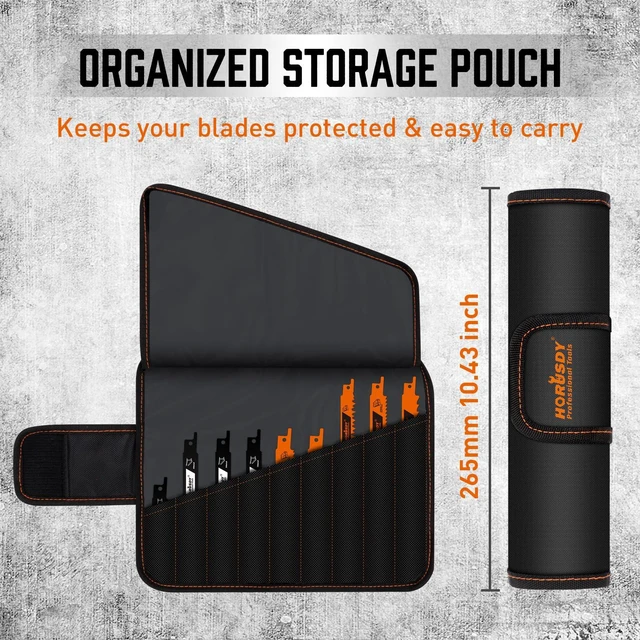 Alt view image 5 of 7 - 40-Piece Reciprocating Saw Blade Set for Wood & Metal | Includes Pruning, Wet Wood, PVC and Metal Cutting Blades (3-24TPI) | with Storage Pouch for Easy Organization