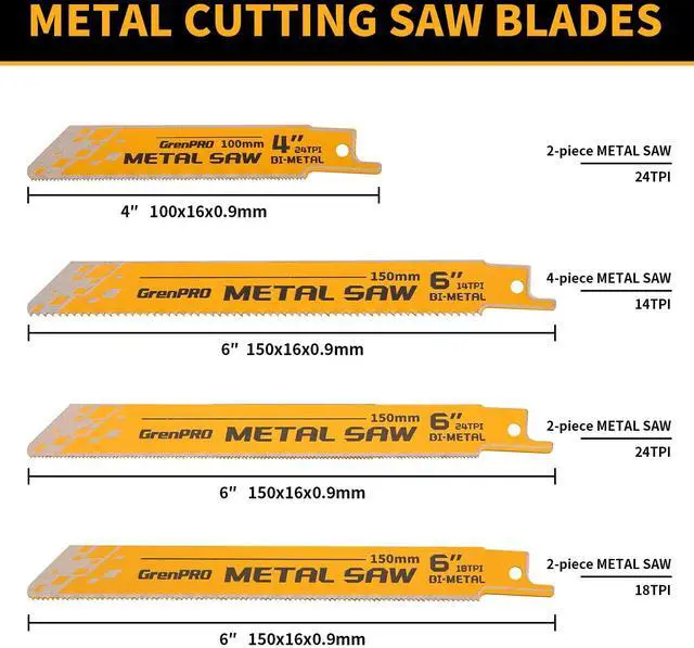 Alt view image 2 of 7 - 34Pcs Reciprocating Saw Blade Set with Organizer Pouch | Includes Two 6-12 TPI Blades for Wood With Nails, Plus Wood, Metal and Pruning Blades; Fits Most Reciprocating Saws