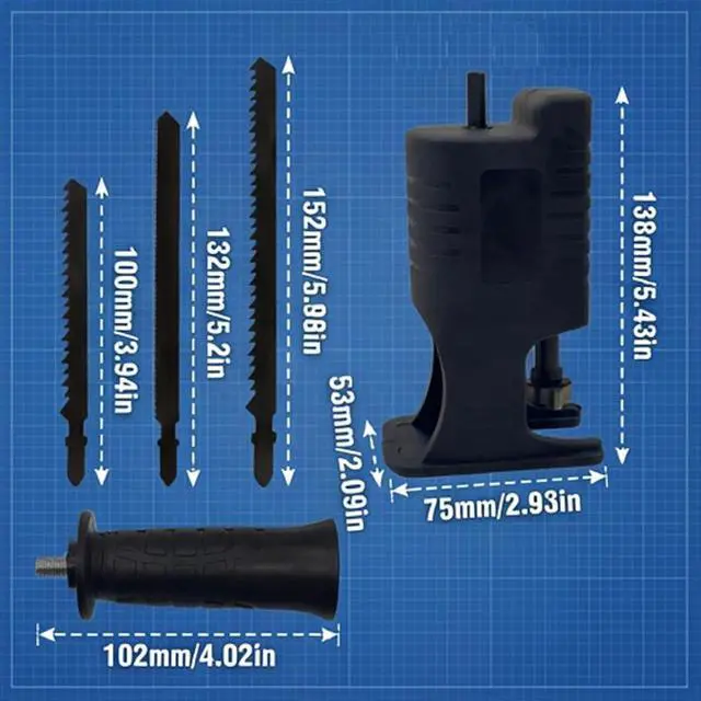 Alt view image 2 of 5 - Reciprocating Saw Adapter, Upgrade Electric Drill Reciprocating Saw Adapter with Cordless Adapter Set and Black Handle For Durability