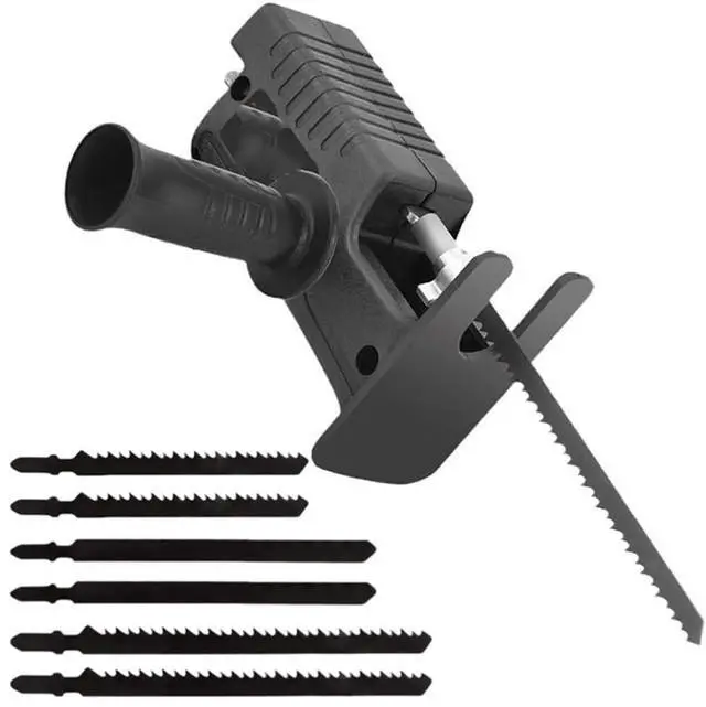 Main image of Reciprocating Saw Adapter, Electric Drill Reciprocating Saw Adapter with Cordless Adapter Set and Black Handle for Wood and Metal Cutting
