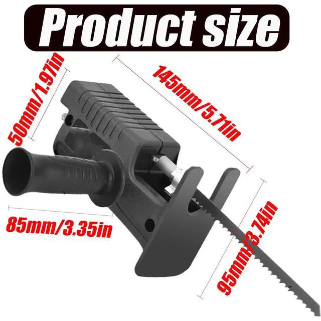 Alt view image 2 of 5 - Reciprocating Saw Adapter, Electric Drill Reciprocating Saw Adapter with Cordless Adapter Set and Black Handle for Wood and Metal Cutting