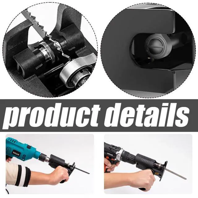 Alt view image 4 of 5 - Reciprocating Saw Adapter, Electric Drill Reciprocating Saw Adapter with Cordless Adapter Set and Black Handle for Wood and Metal Cutting