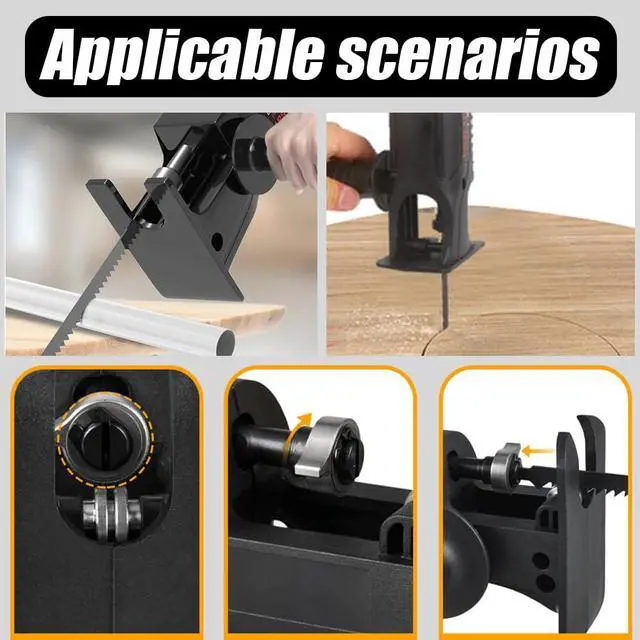 Alt view image 3 of 5 - Reciprocating Saw Adapter, Electric Drill Reciprocating Saw Adapter with Cordless Adapter Set and Black Handle for Wood and Metal Cutting