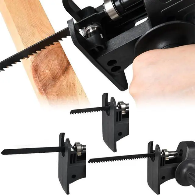 Alt view image 5 of 5 - Reciprocating Saw Adapter, Electric Drill Reciprocating Saw Adapter with Cordless Adapter Set and Black Handle for Wood and Metal Cutting