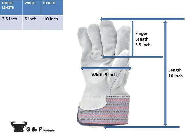 Alt view image 5 of 7 - Cowhide Leather Palm Work Gloves, Large, 5-Pair | A-grade premium cowhide, suede finish, rubberized safety cuff, breathable cotton back; construction, landscaping, warehouse