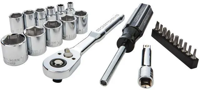 Main image of Mechanics Tool Set, 24 Piece, 3/8 Inch Drive SAE, 90-Tooth (CMMT12112)