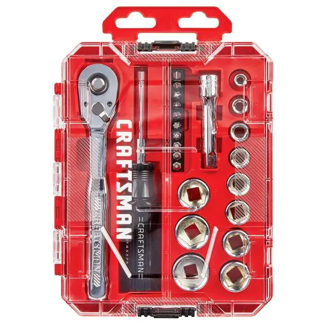 Alt view image 4 of 5 - Mechanics Tool Set, 24 Piece, 3/8 Inch Drive SAE, 90-Tooth (CMMT12112)