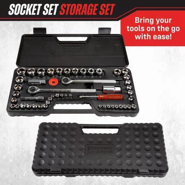 Alt view image 3 of 7 - Drive Socket Set Tool Kit with 1/4, 3/8 and 1/2 Sockets, 52-Piece | SAE and Metric Tools for Mechanics, Craftsmen, and Homeowners Home Improvement or Repairs
