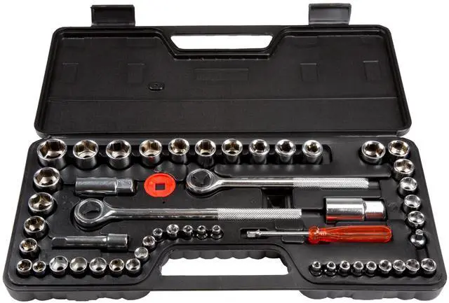 Main image of Drive Socket Set Tool Kit with 1/4, 3/8 and 1/2 Sockets, 52-Piece | SAE and Metric Tools for Mechanics, Craftsmen, and Homeowners Home Improvement or Repairs