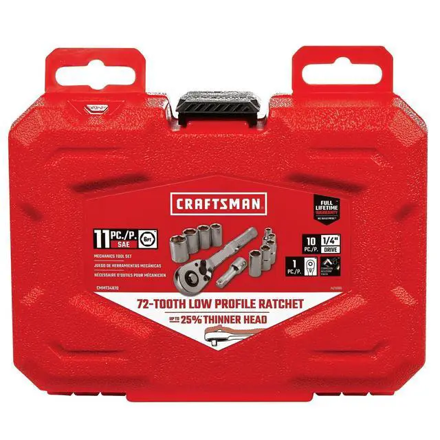 Alt view image 5 of 5 - Mechanics Tool Set, SAE, 1/4 Inch Drive, 11 Piece, 90-Tooth (CMMT34870)