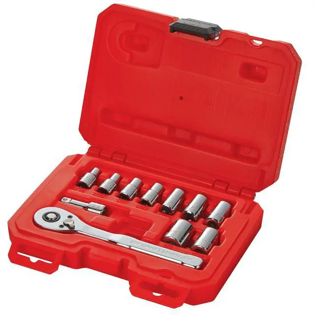 Alt view image 4 of 5 - Mechanics Tool Set, SAE, 1/4 Inch Drive, 11 Piece, 90-Tooth (CMMT34870)