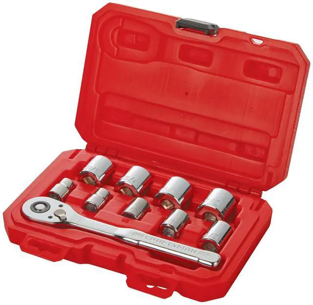 Main image of 10 Pc Mechanics Tool Set with 90-tooth Low Profile Ratchet, SAE, 3/8 Inch Drive (CMMT34563)
