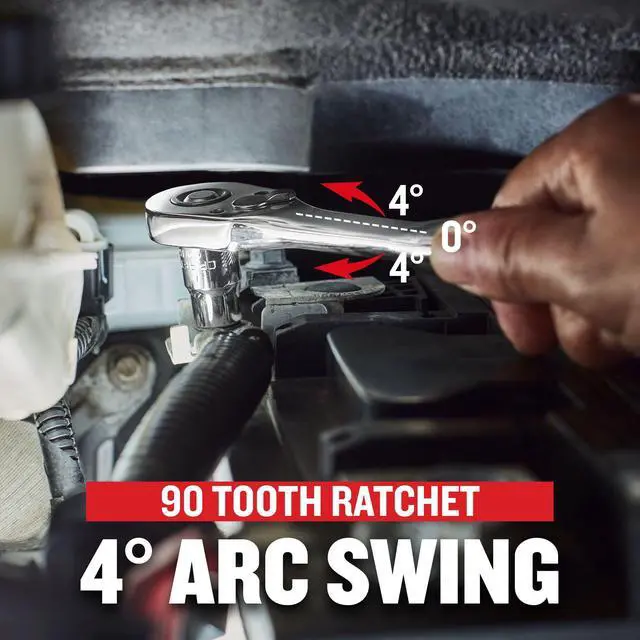 Alt view image 4 of 7 - 10 Pc Mechanics Tool Set with 90-tooth Low Profile Ratchet, SAE, 3/8 Inch Drive (CMMT34563)