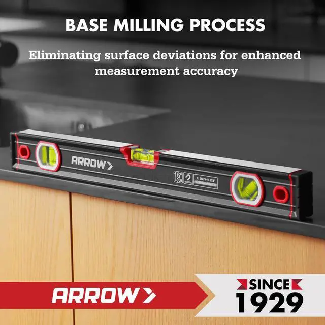 Alt view image 7 of 7 - 16-Inch Level, Magnetic Torpedo Level for Construction, Carpentry | Leveler with 45°/90°/180° Bubbles, Aluminum Alloy Body, Precision-Machined Base, Shockproof End Caps, V-Groove & Hanging Hole