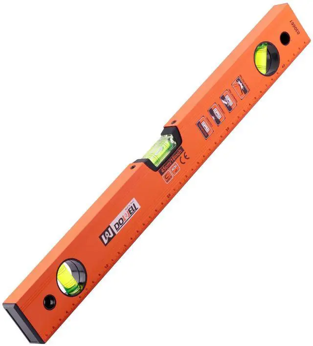 Main image of 18 Inch Magnetic Spirit Level, Torpedo Level, Leveler Tool | 18-inch magnetic spirit level, 3 vials (45°/90°/180°), aluminum alloy, TPR shockproof ends, metric scale, high-visibility