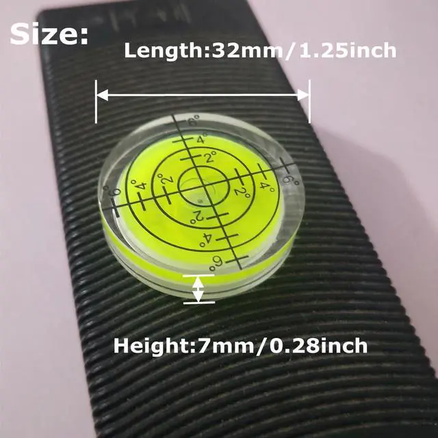 Alt view image 4 of 6 - 3Pcs Circular Bubble Level Bullseye Degree Marked Surface Round Spirit Levels Measuring Tool for Leveling Phonograph, Camera, Turntable, Tripod, Telescope (32X7mm)