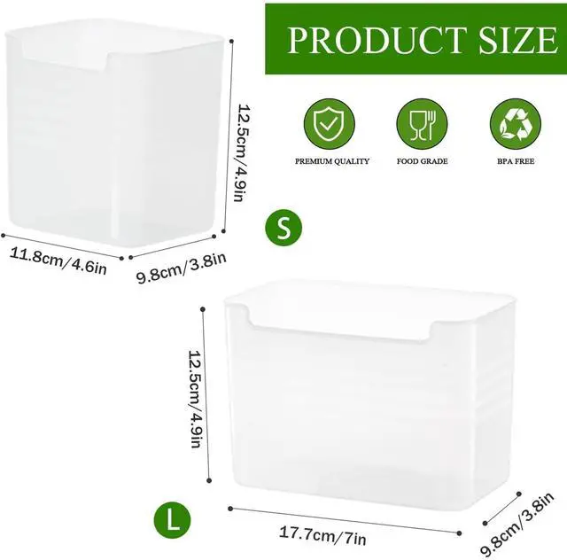 Alt view image 2 of 7 - 3 Pack Refrigerator Organizer Box, Plastic Refrigerator Side Door Storage Containers, Space-Saving Organizer Bins for Refrige, Refrige Drawers for Fruit and Vegetable (Clear, L×3)