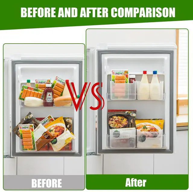 Alt view image 4 of 7 - 3 Pack Refrigerator Organizer Box, Plastic Refrigerator Side Door Storage Containers, Space-Saving Organizer Bins for Refrige, Refrige Drawers for Fruit and Vegetable (Clear, L×3)