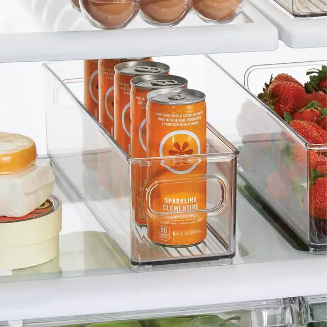 Alt view image 3 of 7 - Stackable Fridge Bin with Handles, Set of 2, Clear | Ideal for Freezer or Pantry, Made in USA