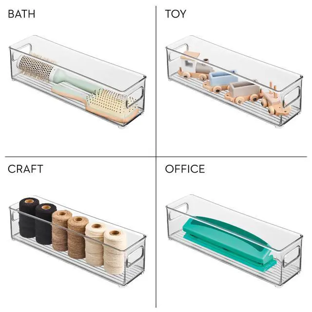 Alt view image 7 of 7 - Stackable Fridge Bin with Handles, Set of 2, Clear | Ideal for Freezer or Pantry, Made in USA