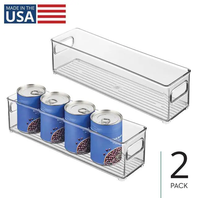 Alt view image 2 of 7 - Stackable Fridge Bin with Handles, Set of 2, Clear | Ideal for Freezer or Pantry, Made in USA