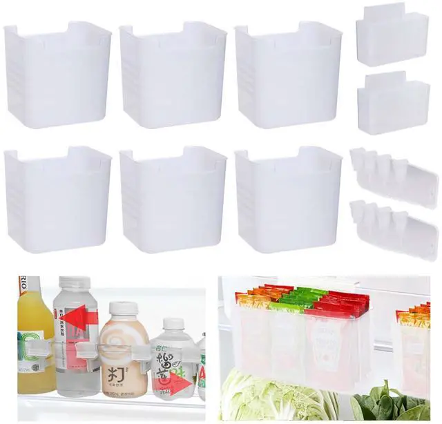 Main image of 16PCS Refrigerator Door Organizer, 6 Fridge Organizer Box 2 Hanging Storage Container and 8 Refrigerator Dividers, Fridge Side Door Storage Containers for Kitchen Fruits Drinks